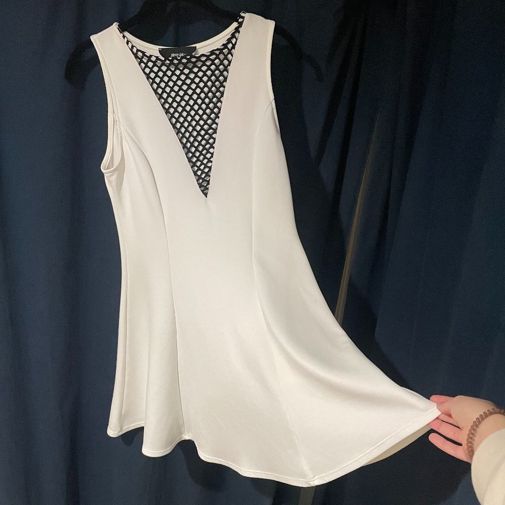 Women's Medium Nasty Gal White & Black Detail "Winning Streak" Skater Dress